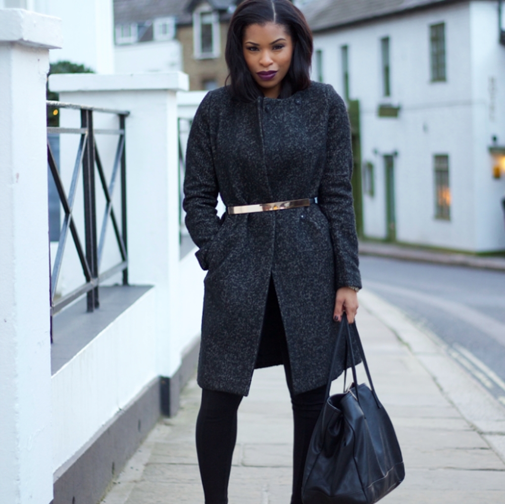 H&M Wool Blend Boucle Texture Coat